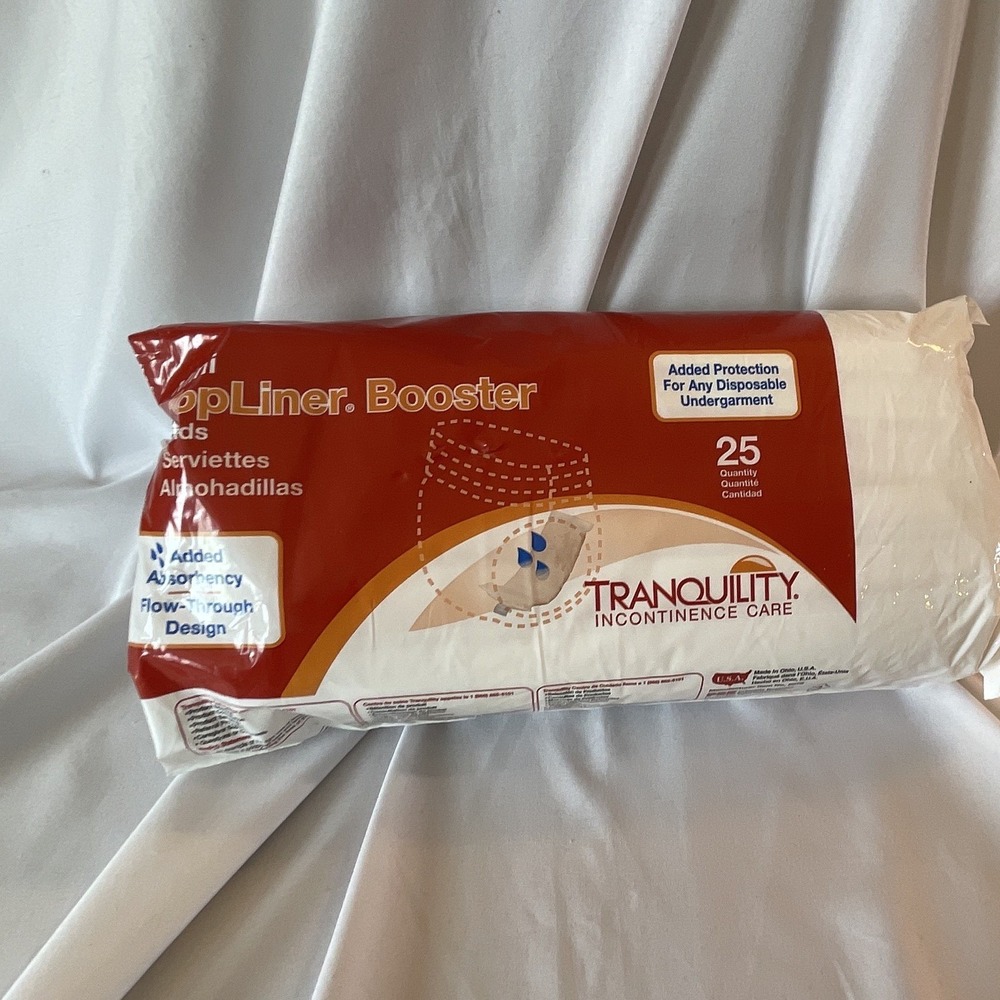 Tranquility TopLiner Booster Incontinence Pads Super 169 mL 25 Ct 15 x 4.25